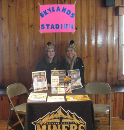 Erin Carr (left) and Marina Agacinski promote Frozen in Ice at Skylands Stadium.