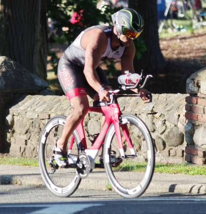 Rob Rohel, 36, of Sussex rides during the cycling part of the triathlon. Rohel finished in 9th place overall with a time of 1:07:48.