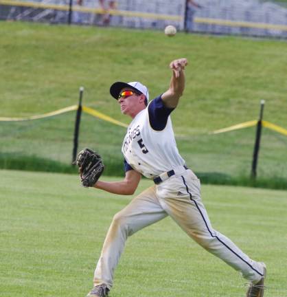 Vernon outfielder Matt Bell throws the ball in the second inning.