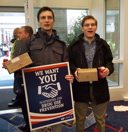 Twins Matt (r) and Mike (l) Kubik, seniors at Vernon Township High School, attended a national CADCA meeting in Washington D.C.