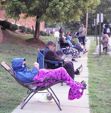 Just another day (and night) at the DMV The Newton DMV line at 6 a.m. (Photo by Vera Olinski)