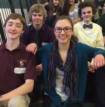 Vernon academic decathlon team wins medals Front two rows, from left, Sam Wolthoff, David MacMillan, Maya Rakoczy and Michael Martis.