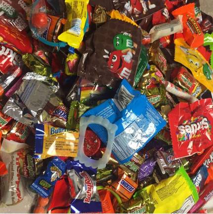 Children donate Halloween candy Children donate Halloween candy