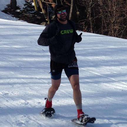 Inaugural Viking Snowshoe Invasion draws 80 A runner in shorts.