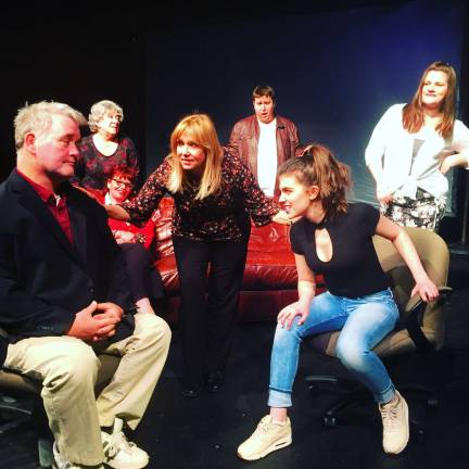 Cornerstone Playhouse to host 'Men R Dogs' Picture from Left to Right- Tim Reid, Louanne Bright, Cheryl Sullivan, Sue Sellimo, Timothy Chenard, Lauren DeVore, Amanda Hinton