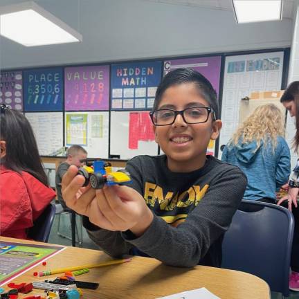 Students were permitted to take their projects home, including these Klutz Lego Race Cars. (Photos provided)