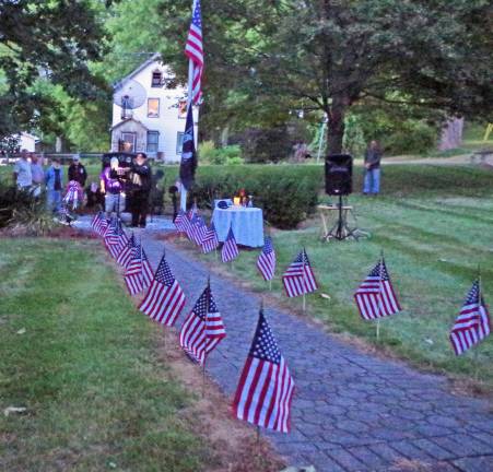 American flags lined the sidewalks leading to the Vietnam War Memorial.