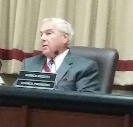 Photo by Leigh Tenore Vernon Township Council President Patrick Rizzuto speaks during a recent Vernon Township Council Meeting.