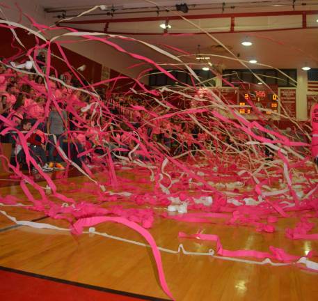 Streamers rain down on the players at last year's Pretty in Pink Classic