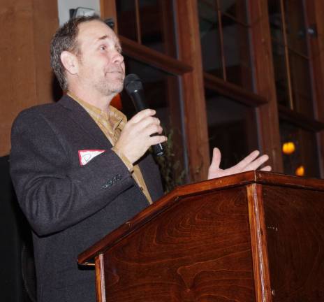 Mountain Creek President and former ski patroller Bill Benneyan welcomed everyone to the 50th anniversary event. Benneyan has skipped shaving this month in support of prostate cancer awareness.