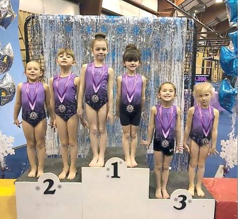 Westys gymnasts compete in Galloway From left, Dallas Klein, 6; Olivia Yokaitis, 6; Gianna Napoli, 6; Sadie Stranix, 5; Madelyn Leondi 5; Harper May Trevenen, 6.