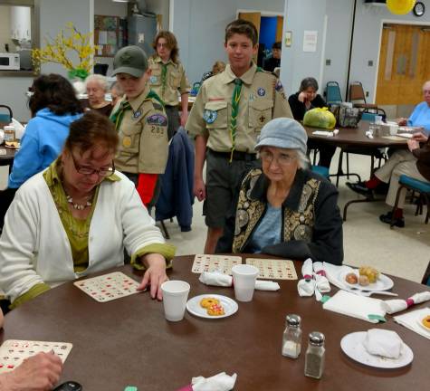 Recently boys from Boy Scout Troop 283 visited the Senior Center in Vernon. The boys and seniors played a game of Bingo. Winners received candy prizes. Fun was had by all.