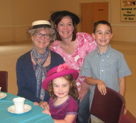 Three generations at the tea party include from left Grandma Bea Harrigan, daughter Colleen Celentano and Matthew and Zoey Celentano.