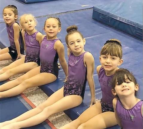 Westys gymnasts compete in Galloway From left, Madelyn Leondi, 5; Harper May Trevenen, 6; Dallas Klein, 6; Gianna Napoli, 6; Olivia Yokaitis, 6; Sadie Stranix, 5.