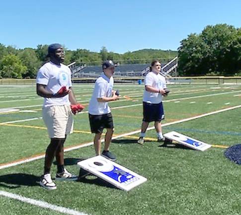 Fun on the Sparta turf with the football team and Unified Sports (Photo by Laurie Gordon)