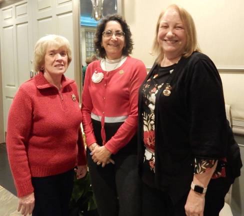 Pictured from left, is Highlands District Vice President. Judy Filippini, from Vernon, Barbara McCloskey, NJSFWC 3rd Vice President, from Rockaway and Lynn Webb, NJSFWC STATE Special State Project Chairman, from Washington.