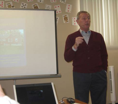 PHOTOS BY JANET REDYKE Joseph Caravella begins his birding slide show on March 21 at the Vernon Senior Center.