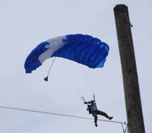 Skydive Sussex landed in the arena after the lightning storm.