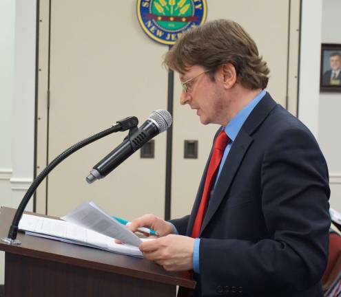 Sussex County Treasurer and CFO Robert Maikis reviews the 2016 reviews the 2016 budget atthe Freeholder meeting.