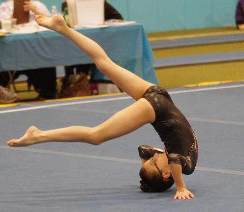 Westy's Gymnastics hosts state championships Andrea Piedresanta of Hamburg performs on the floor.