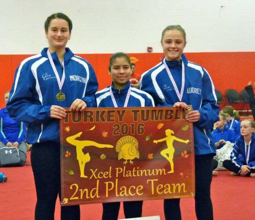 Giant Gymnastics has a banner year The second-place Platinum team at the Turkey Tumble.