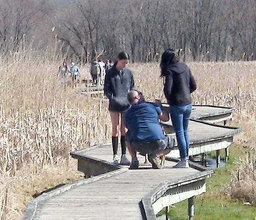 Folks get out and enjoy pre-spring weather at the Boardwalk section of the Appalachian Trail on Route 517.