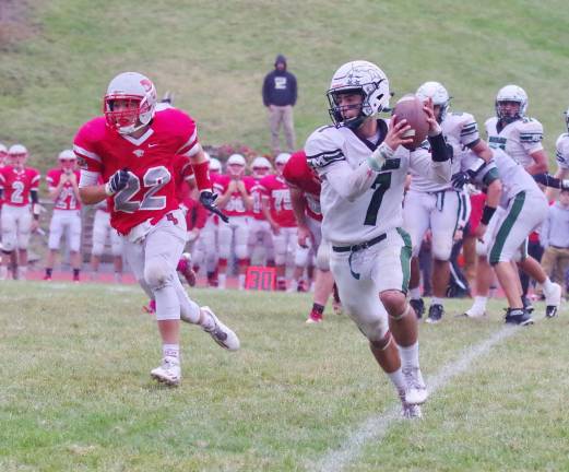 Montville running back Michael Trezza catches the ball on the move.