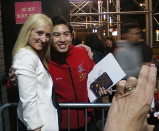 Vernon resident stars on Broadway Ilaw poses with Vernon friend and fan Erin Daly.
