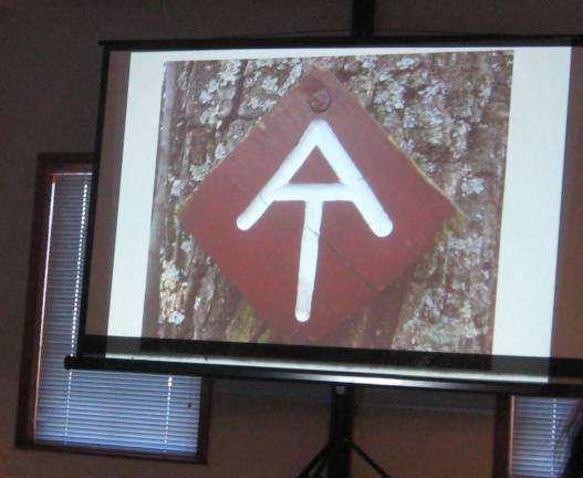 PHOTOS BY JANET REDYKEOne of the presentation&#x2019;s slide photos show a sign created by Vernon teacher Jim Quinlan&#x2019;s special needs class. The students produced enough of these signs to be featured on the entire Appalachian Trail.