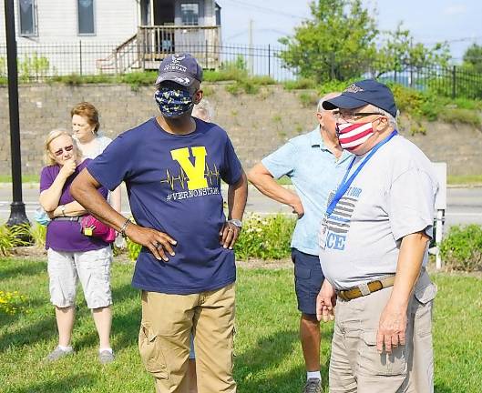 From left, Mayor Howard Burrell with organizer Ken Burns.