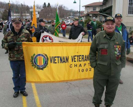John Harrigan, President of the Vietnam Veterans of America Chapter 1002 of Vernon with his brothers and sisters during the 2013 Sussex County St. Patrick's Day Parade.