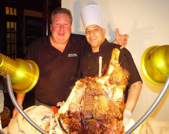 Crystal Spring&#x2019;s Executive Chef Andy Lagana shows off the roast beef served to the Resort&#x2019;s employee golfers.