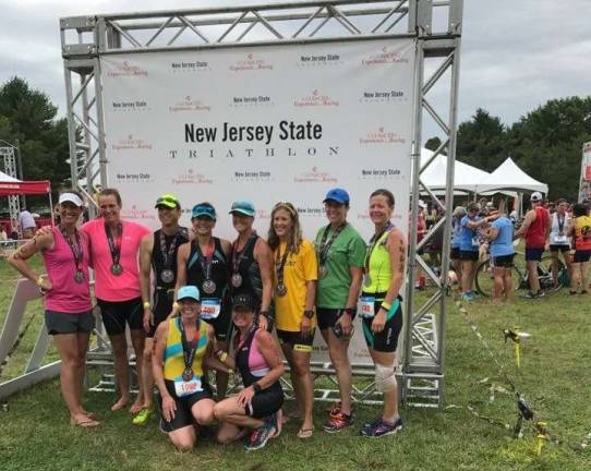 Members of the Vernon Triathlon club (Heather Labance, Heather Nagy, Eli Tepoerberg, Fran Trees, Tracy Berge, Kelly Brooks, Stacy Owens, Cherie Shortway, (bottom) Tammy Witters and Toni Cilli) competed in the Nj State Olympic Triathlon (1500 meter swim, 25 mile bike and 6.2 miles) on Sunday July 23rd in Princeton. Eli Tepperberg and Fran Trees both placed in the top 3 in their age group.