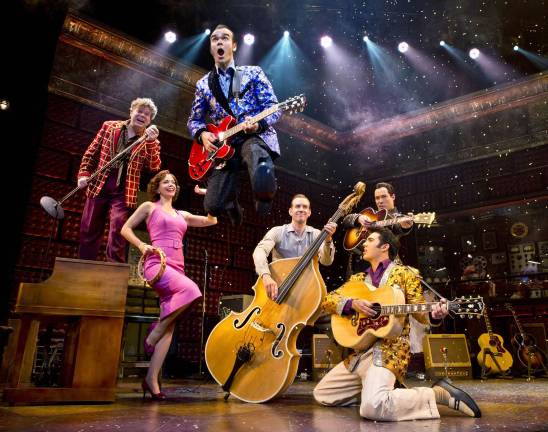 Broadway musical hits the local stage Photo by Jeremy Daniel John Countryman as Jerry Lee Lewis, James Barry as Carl Perkins, Cody Ray Slaughter as Elvis Presley and Scott Moreau as Johnny Cash, Kelly Lamont as Dyanne in The National Tour of Million Dollar Quartet.