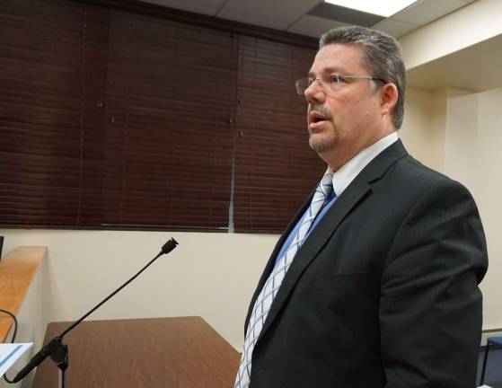 High Point Regional High School Superintendent Scott Ripley gives a presentation to the Sussex County Borough Council.