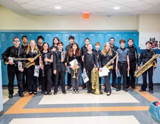 Bands compete at Jazz Festival Members of the Glen Meadow Middle School Jazz Band pose. (Photo by Sammie Finch)