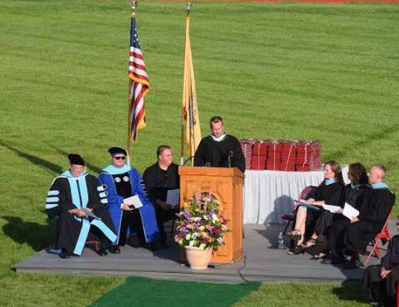 Principal John Tallamy delivers his address to the Class of 2015 and well-wishers.