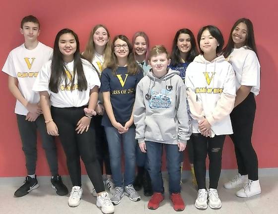 Pictured from left: Mark Maffia, Louise Gravador, Kailey Vogel, Noelle Hernandez, Rebekah Bruesehoff, Aidan Zachowski, Samantha Enid Vasquez, Annie Zhu, &amp; Bria Rolle.