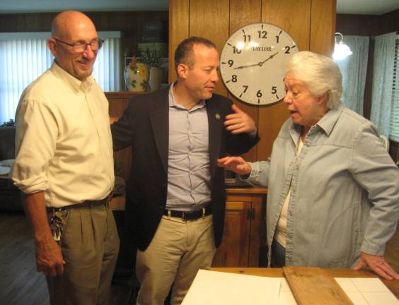 Like old friends, from left, Vernon Township Mayor Harry Shortway, U.S. Rep. Josh Gottheimer and ANN McGivney share their thoughts.