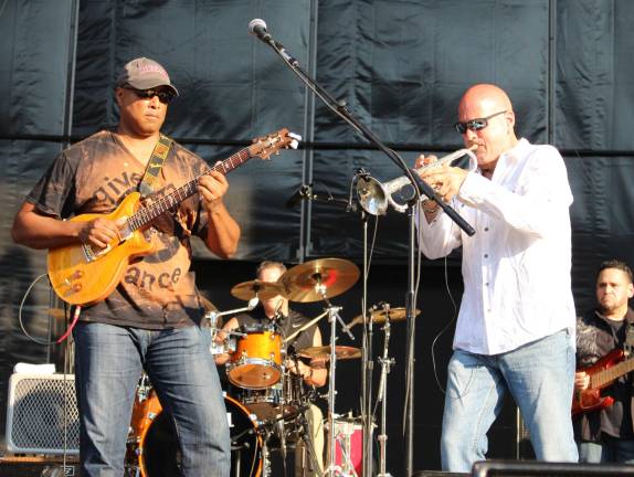 Photo courtesy Steve Fortunato Bernie Williams, left, and his All-Star Band perform at the Nikon Theatre at Jones Beach.