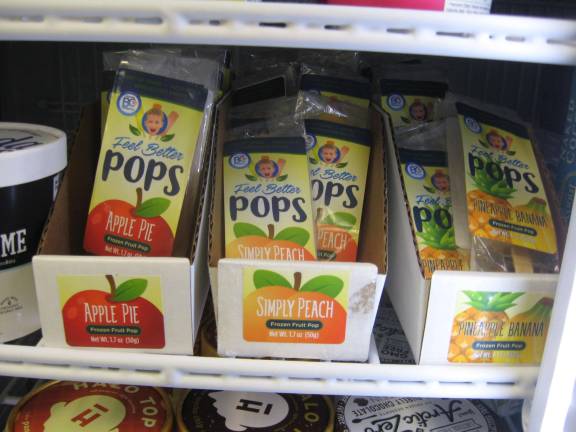 Feel Better Pops are carried locally at Healthy Thymes Market on Route 94.