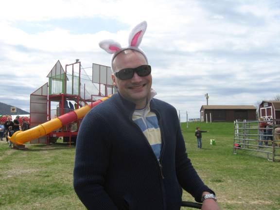 Heaven Hill Farm egg hunt draws hundreds Matthew Lydon of Pennsylvania gets into the holiday spirit.