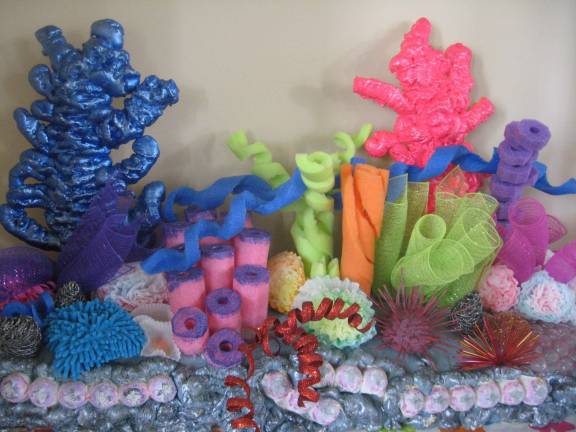 &quot;Coral&quot; from under the sea was actually crafted by VBS volunteers from egg cartons, pool noodles micro fiber dusters and other materials.