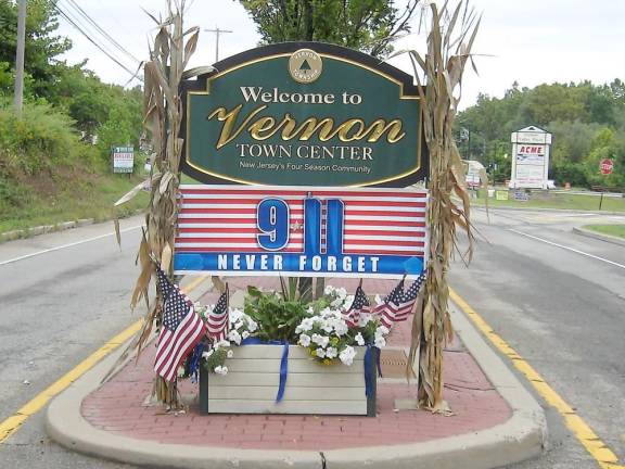 Vernon Township town center was beautifully decorated for Patriot's Day, marking the 19th anniversary of the national 9/11 tragedy. (Photo by Janet Redyke)