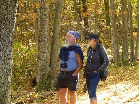 Artie Grimes of Franklin and Maureen Verbeek of Sandyston joined in the Autumn Leaves Hike at Lusscroft Farms.
