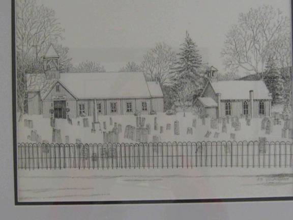 Artist G.B. Young&#x2019;s drawing is of a familiar Vernon site- the Methodist- Episcopal Cemetery on Route 94.