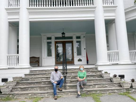 ART director Jeffrey Stocker (left) with musical director Sandy Stalter on the steps of the Columns Museum. The musicians will perform on the porch.