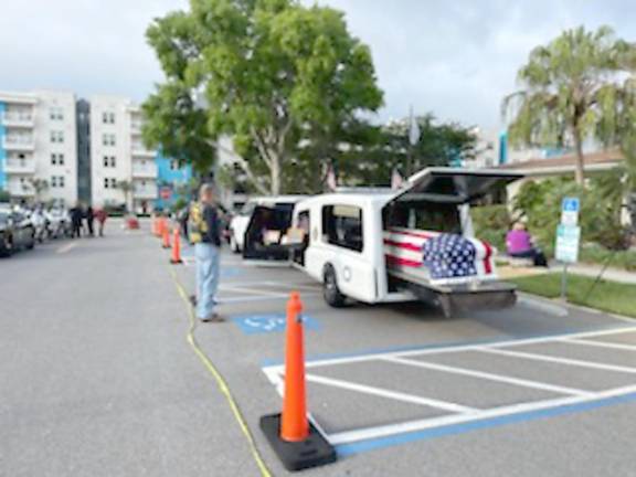 Colonel Taylor’s casket at the start of his journey from Jennings Funeral Home in Sarasota, Florida (Photo provided)