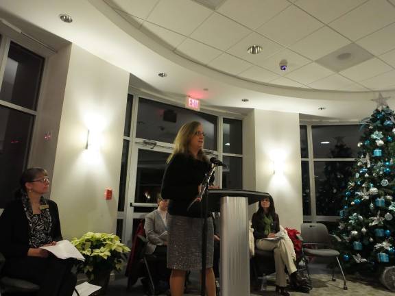 Lights of Life event honors loved ones Cecelia Clayton Executive Director, Karen Ann Quinlan Hospice at the podium.