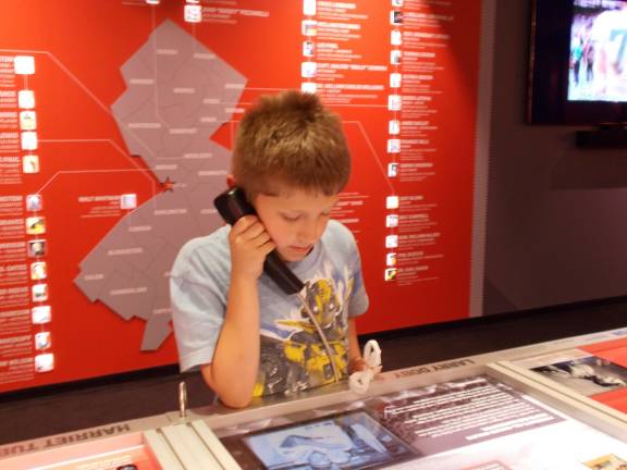 Mobile Museum comes to Wantage School Photo by Vera Olinski Zachary ruber learns history by learning.